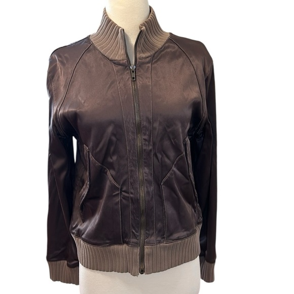 Joe’s Jeans Vintage Y2K Satin Aviation Bomber Brown Jacket size Large - Picture 16 of 16